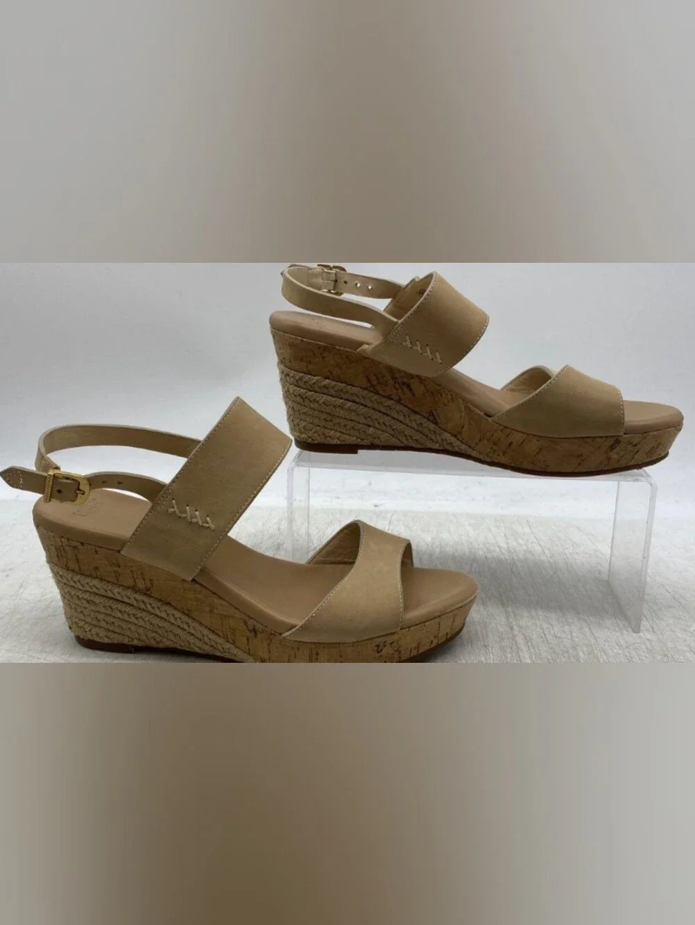 UGG Elena Nubuck Leather Slingback Platform Wedge Sandals Size 9 Used Exc
